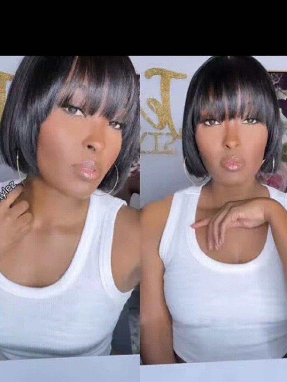 Classic Straight Bob Wig with Blunt Bangs - Picture 9 of 10